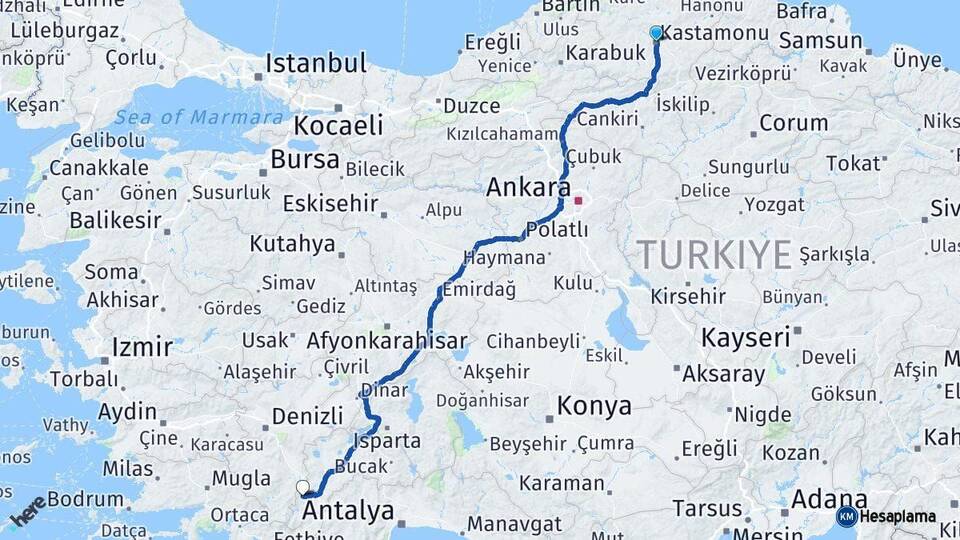 Kastamonu Gölhisar Burdur Arası Kaç Km - Yol Haritası