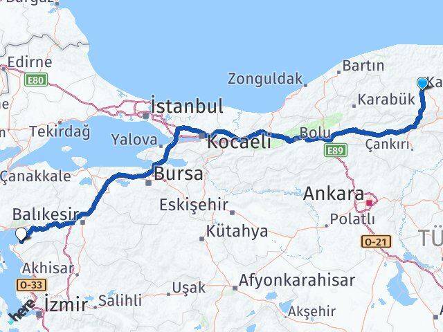 Kastamonu Gömeç Balıkesir Arası Kaç Km - Yol Haritası