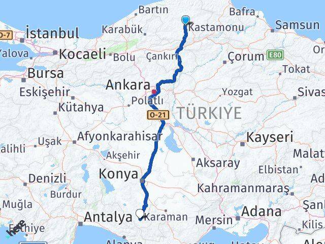Kastamonu Hadim Konya Arası Kaç Km - Yol Haritası