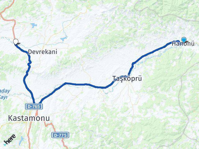 Kastamonu Hanönü Seydiler Arası Kaç Km - Yol Haritası