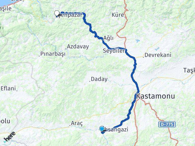 Kastamonu İhsangazi Şenpazar Arası Kaç Km - Yol Haritası