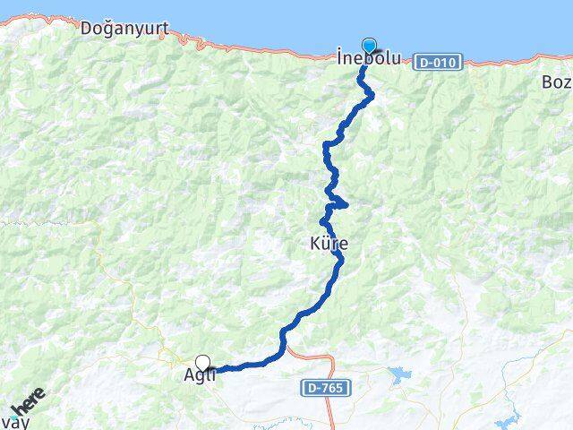 Kastamonu İnebolu Ağlı Arası Kaç Km - Yol Haritası