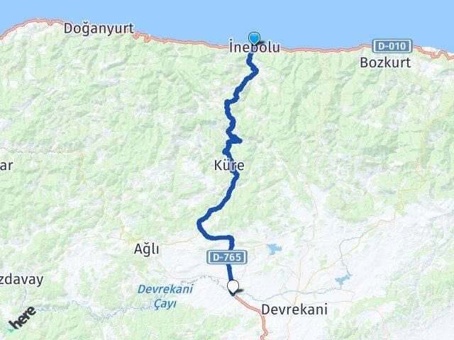 Kastamonu İnebolu Seydiler Arası Kaç Km - Yol Haritası