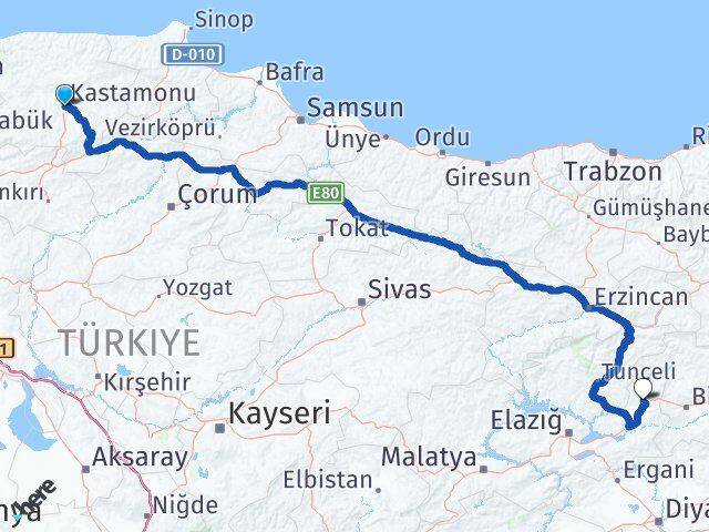 Kastamonu Karakoçan Elazığ Arası Kaç Km - Yol Haritası