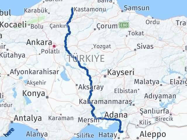 Kastamonu Kırıkhan Hatay Arası Kaç Km - Yol Haritası