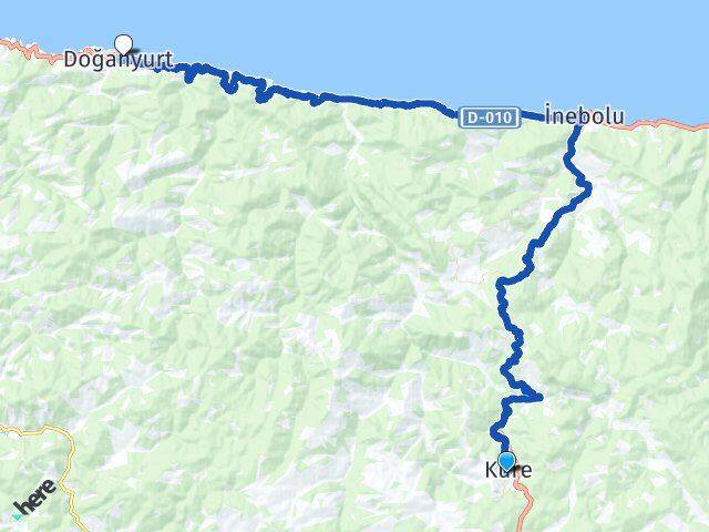 Kastamonu Küre Doğanyurt Arası Kaç Km - Yol Haritası