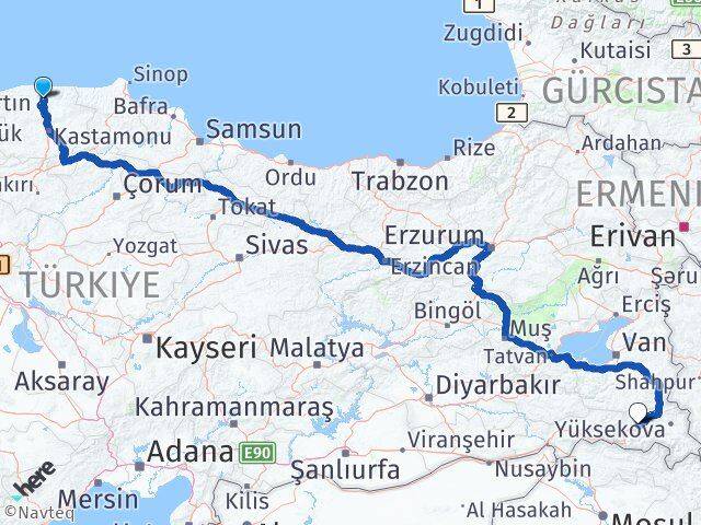 Kastamonu Küre Hakkari Arası Kaç Km - Yol Haritası