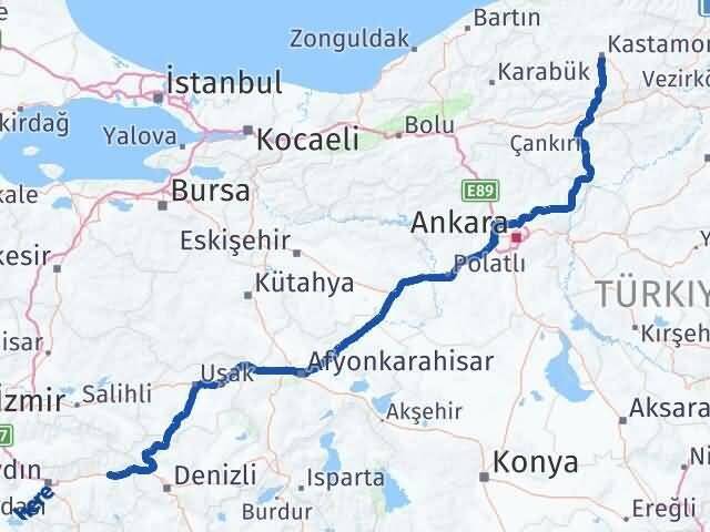 Kastamonu Kuyucak Aydın Arası Kaç Km - Yol Haritası