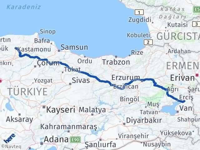 Kastamonu Muradiye Van Arası Kaç Km - Yol Haritası