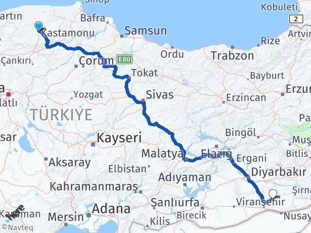 Kastamonu Ömerli Mardin Arası Kaç Km - Yol Haritası