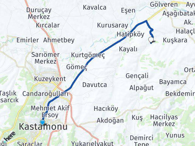Kastamonu Ortaboğaz Arası Kaç Km - Yol Haritası