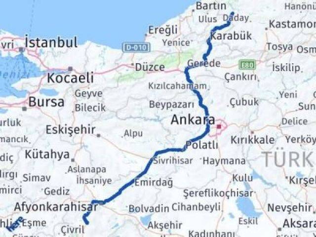 Kastamonu Pınarbaşı Afyonkarahisar Arası Kaç Km - Yol Haritası