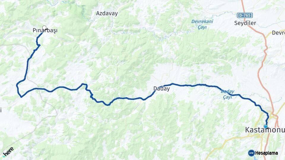 Kastamonu Pınarbaşı Arası Kaç Km - Yol Haritası