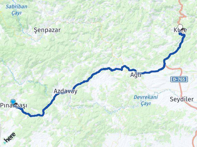 Kastamonu Pınarbaşı Küre Arası Kaç Km - Yol Haritası