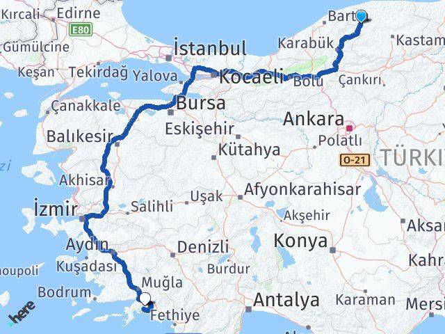 Kastamonu Pınarbaşı Muğla Arası Kaç Km - Yol Haritası