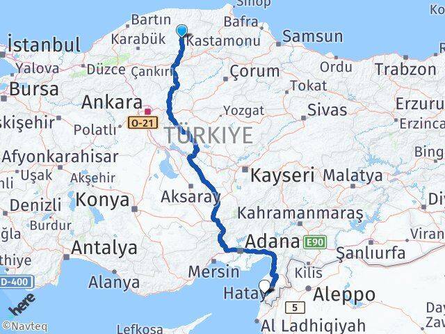 Kastamonu Samandağ Hatay Arası Kaç Km - Yol Haritası