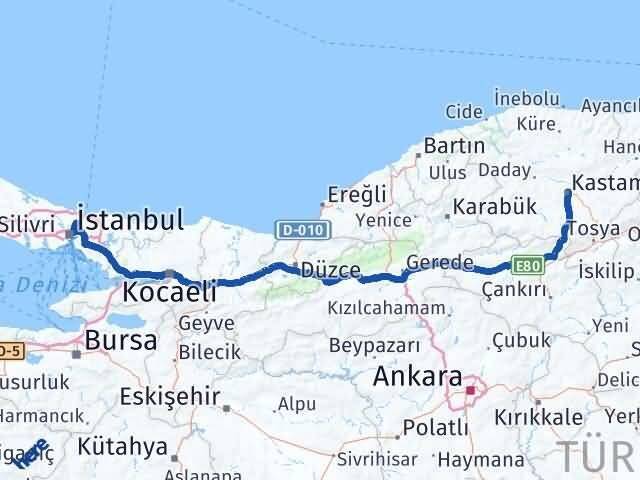 Kastamonu Sarıyer İstanbul Arası Kaç Km - Yol Haritası