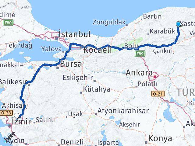 Kastamonu Şehzadeler Manisa Arası Kaç Km - Yol Haritası