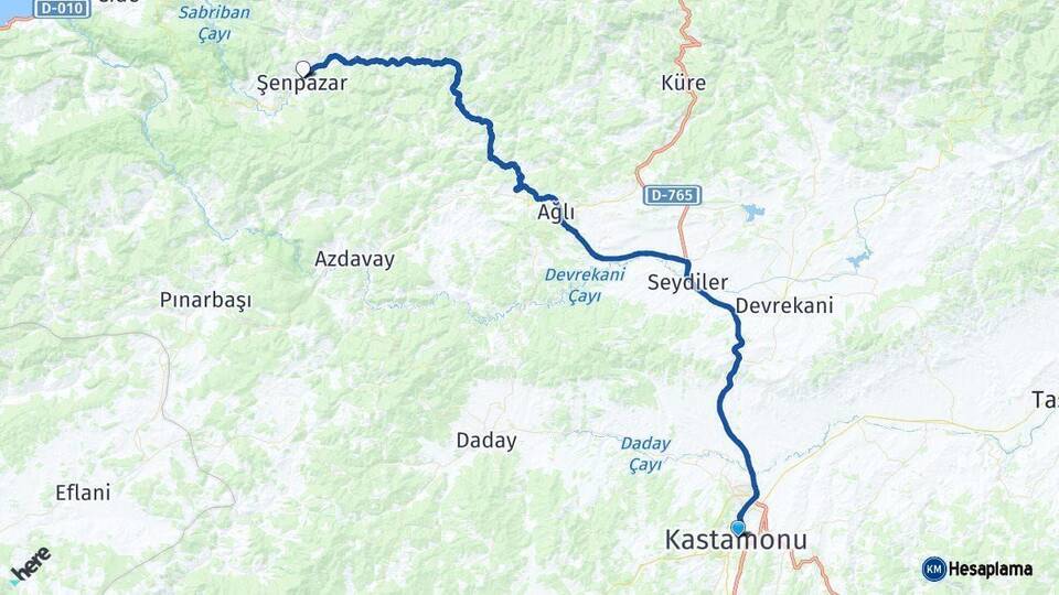 Kastamonu Şenpazar Arası Kaç Km - Yol Haritası