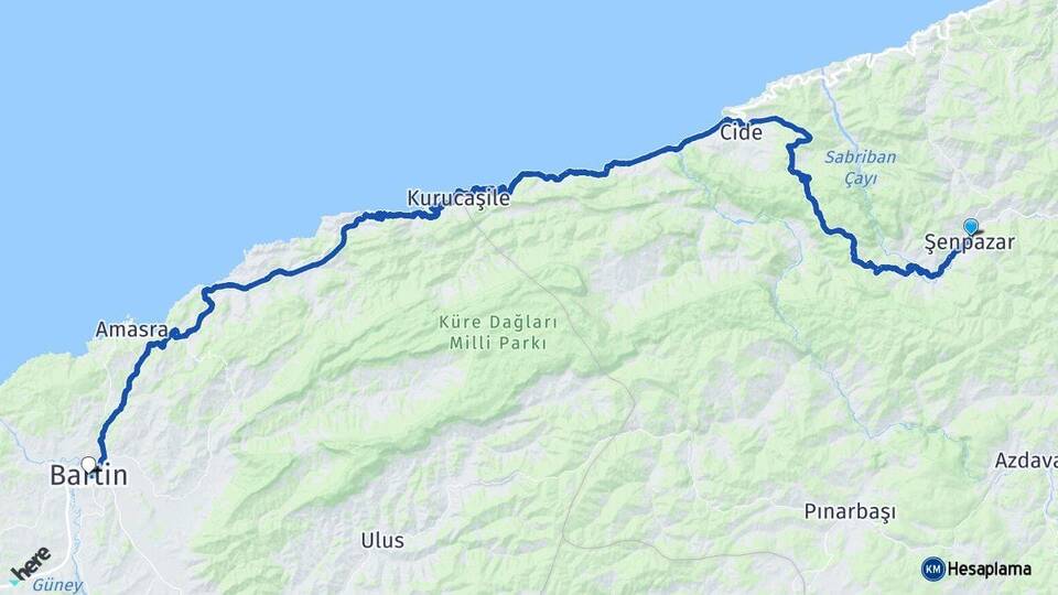 Kastamonu Şenpazar Bartın Arası Kaç Km - Yol Haritası