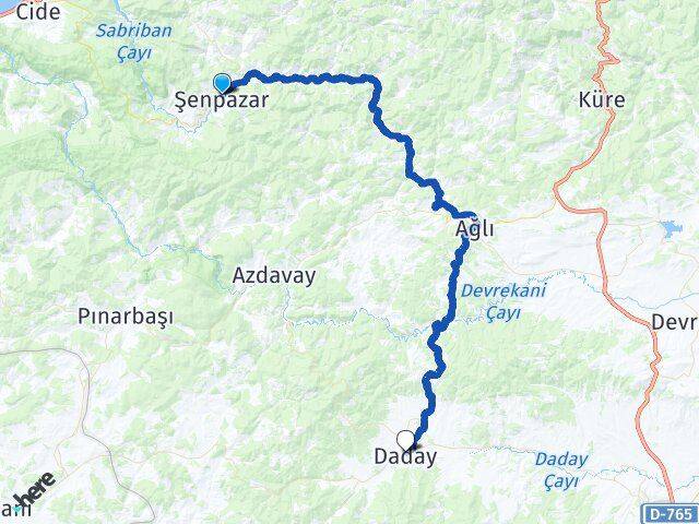Kastamonu Şenpazar Daday Arası Kaç Km - Yol Haritası