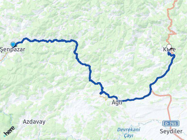 Kastamonu Şenpazar Küre Arası Kaç Km - Yol Haritası