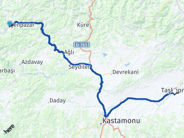 Kastamonu Şenpazar Taşköprü Arası Kaç Km - Yol Haritası