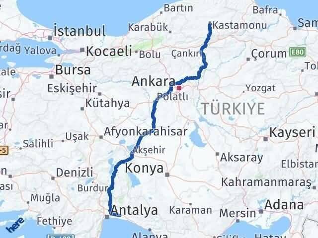 Kastamonu Serik Antalya Arası Kaç Km - Yol Haritası