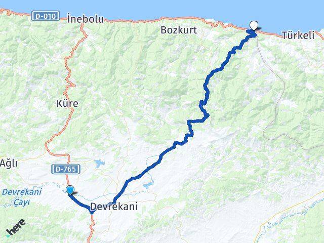 Kastamonu Seydiler Çatalzeytin Arası Kaç Km - Yol Haritası