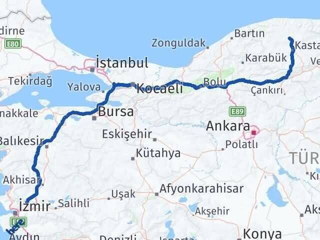 Kastamonu Seydiler Manisa Arası Kaç Km - Yol Haritası