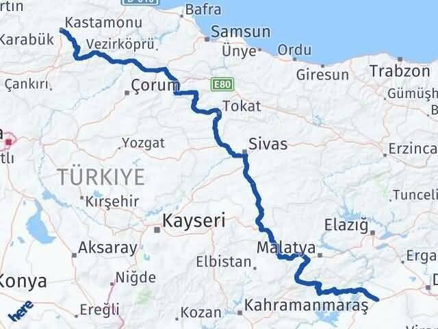 Kastamonu Siverek Şanlıurfa Arası Kaç Km - Yol Haritası