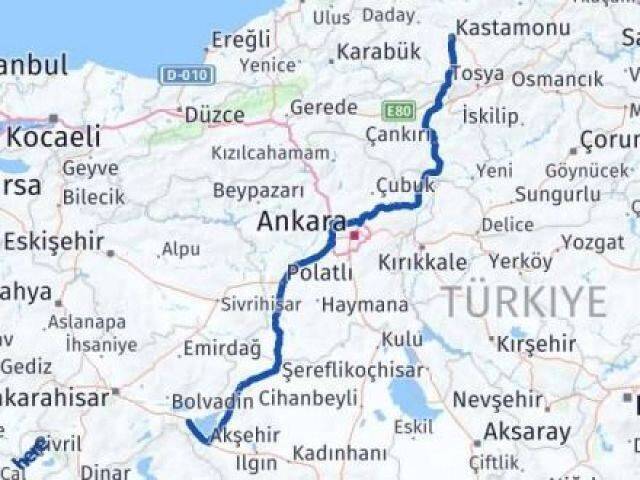 Kastamonu Sultandağı Afyonkarahisar Arası Kaç Km - Yol Haritası