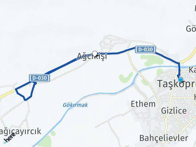 Kastamonu Taşköprü Ağcıkişi Taşköprü Arası Kaç Km - Yol Haritası