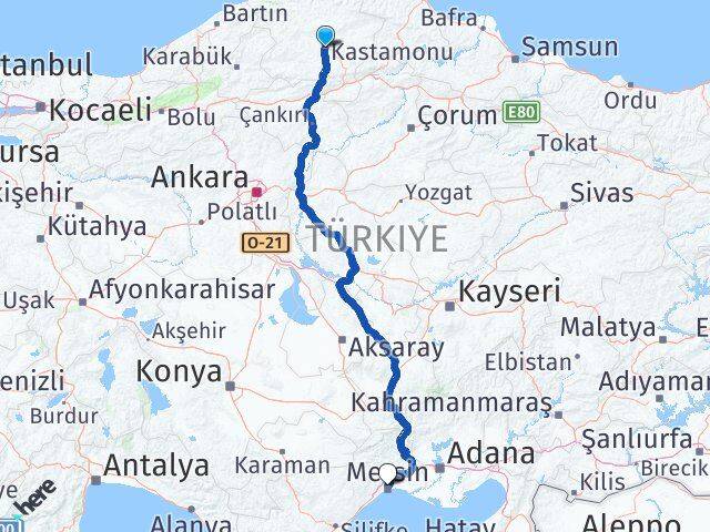 Kastamonu Toroslar Mersin Arası Kaç Km - Yol Haritası