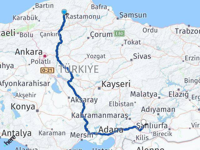 Kastamonu Yavuzeli Gaziantep Arası Kaç Km - Yol Haritası