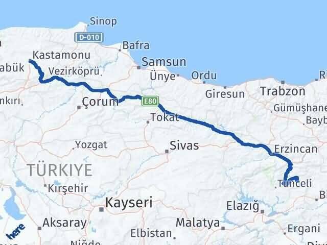 Kastamonu Yayladere Bingöl Arası Kaç Km - Yol Haritası