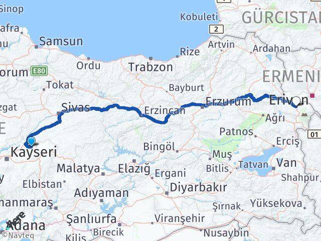 Kayseri Akkışla Iğdır Arası Kaç Km - Yol Haritası