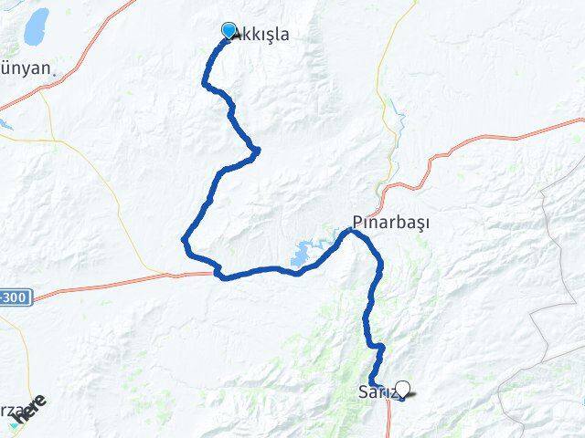 Kayseri Akkışla Sarız Arası Kaç Km - Yol Haritası