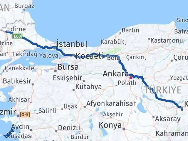 Kayseri Hacılar Edirne Arası Kaç Km - Yol Haritası