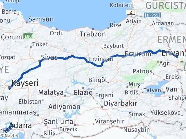 Kayseri Hacılar Iğdır Arası Kaç Km - Yol Haritası