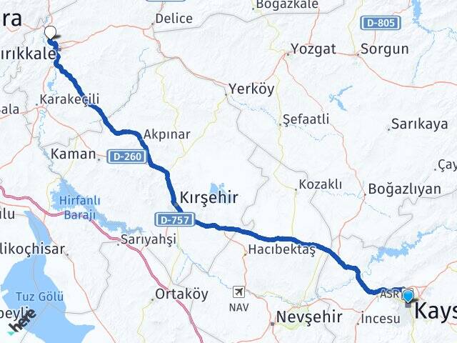 Kayseri Kırıkkale Üniversitesi Arası Kaç Km - Yol Haritası