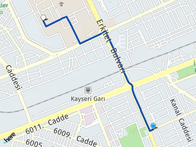 Kayseri Kocasinan Abdullah Gül Üniversitesi Arası Kaç Km - Yol Haritası