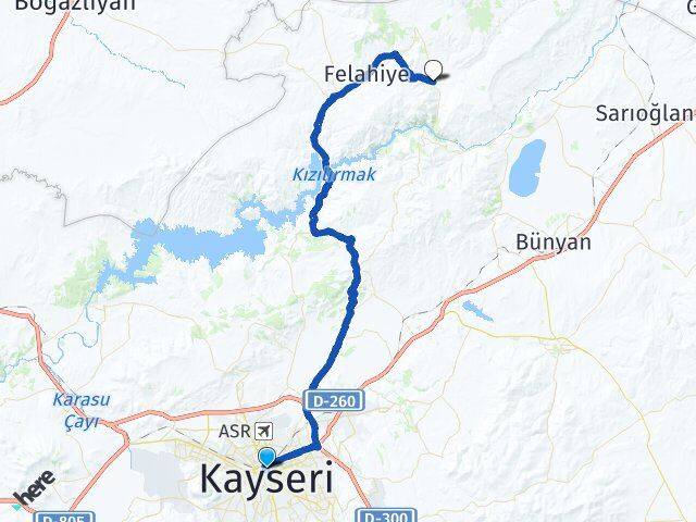 Kayseri Kocasinan Özvatan Arası Kaç Km - Yol Haritası