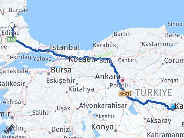 Kayseri Kofçaz Kırklareli Arası Kaç Km - Yol Haritası