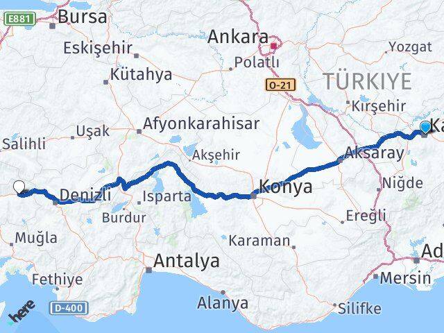 Kayseri Kuyucak Aydın Arası Kaç Km - Yol Haritası