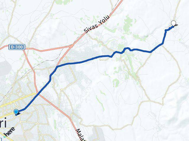Kayseri Melikgazi Ağırnas Melikgazi Arası Kaç Km - Yol Haritası