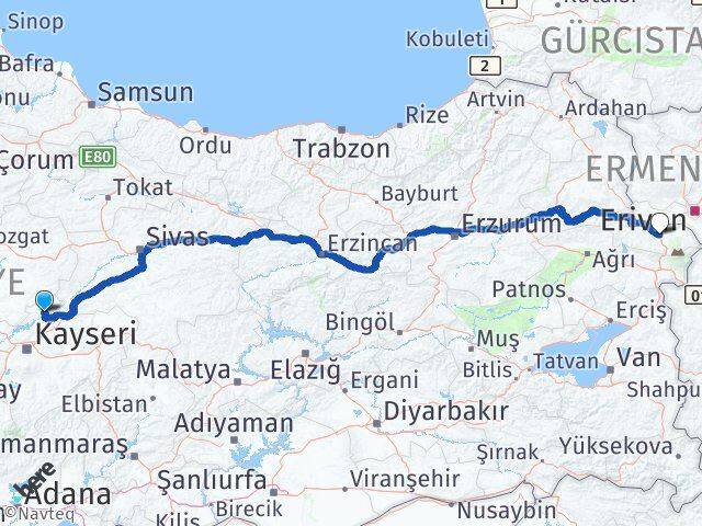 Kayseri Özvatan Iğdır Arası Kaç Km - Yol Haritası