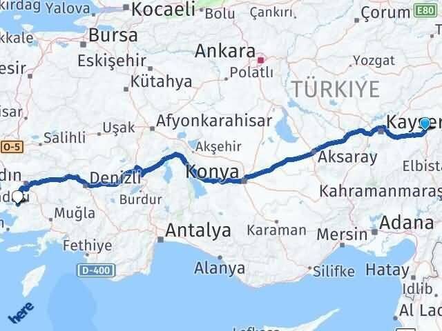 Kayseri Pınarbaşı Sakarkaya Milas Muğla Arası Kaç Km - Yol Haritası