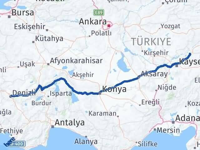 Kayseri Sarıoğlan Denizli Arası Kaç Km - Yol Haritası