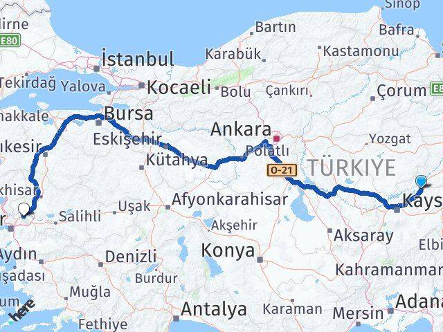 Kayseri Sarıoğlan Manisa Arası Kaç Km - Yol Haritası
